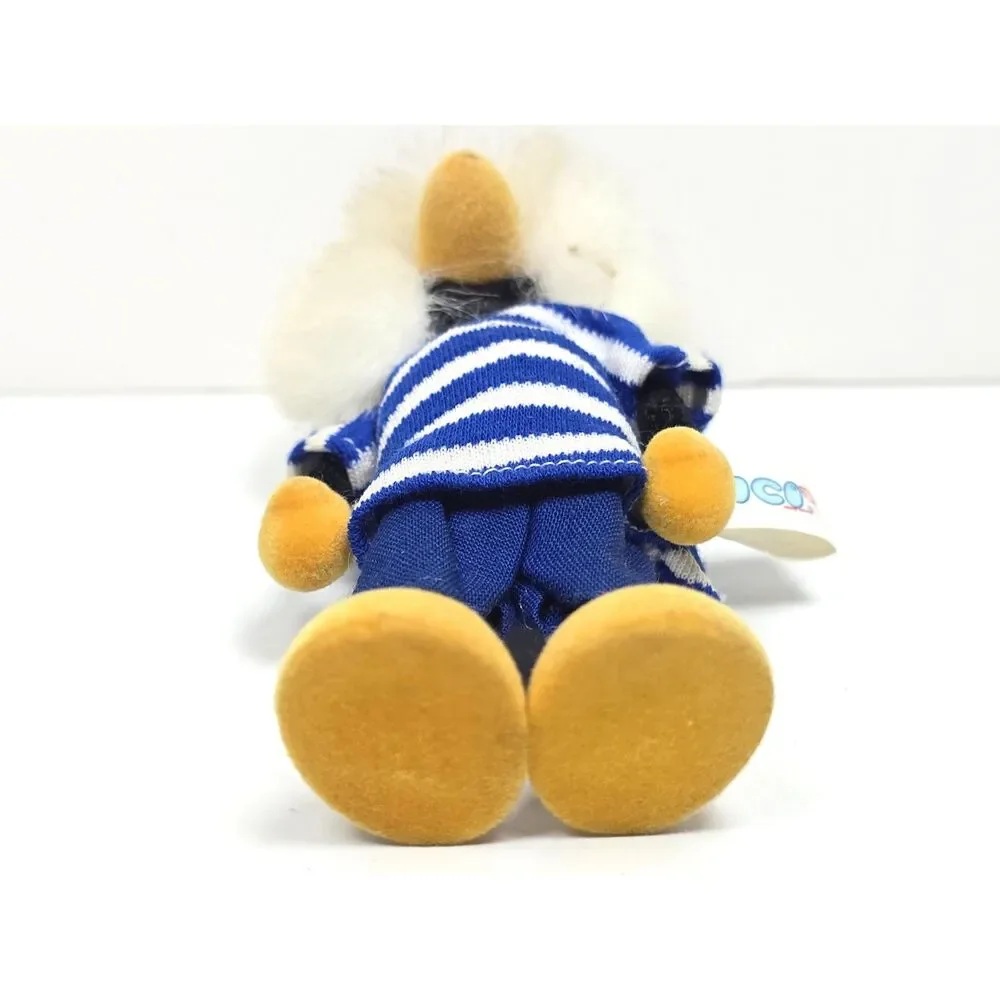 Vintage NICO Flocked Bird Hard Molded Figure Blue Striped Shirt Hat 4
